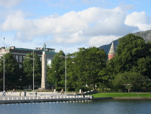 statue and tower from park